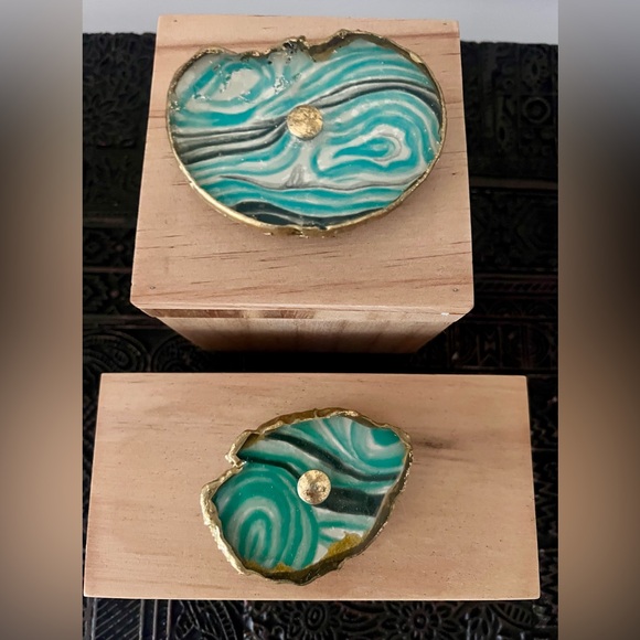 NEW (2) Ashland Coastal Prep Wood Lottoral Chic Containers - Picture 3 of 9